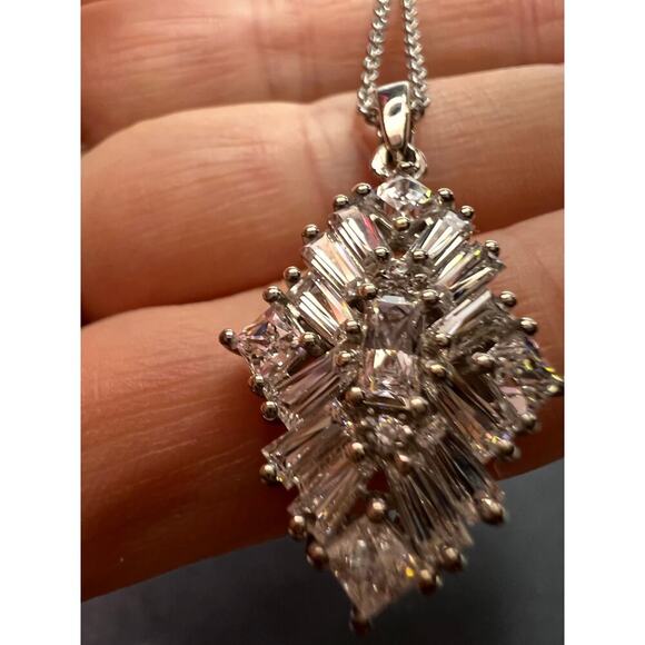 Swarovski zirconia rhodium over sterling silver pendant and chain necklace - Picture 11 of 11